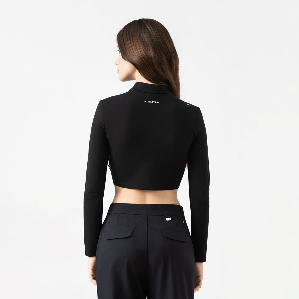 APRILE CROP TOP POLO WOMEN BLACK