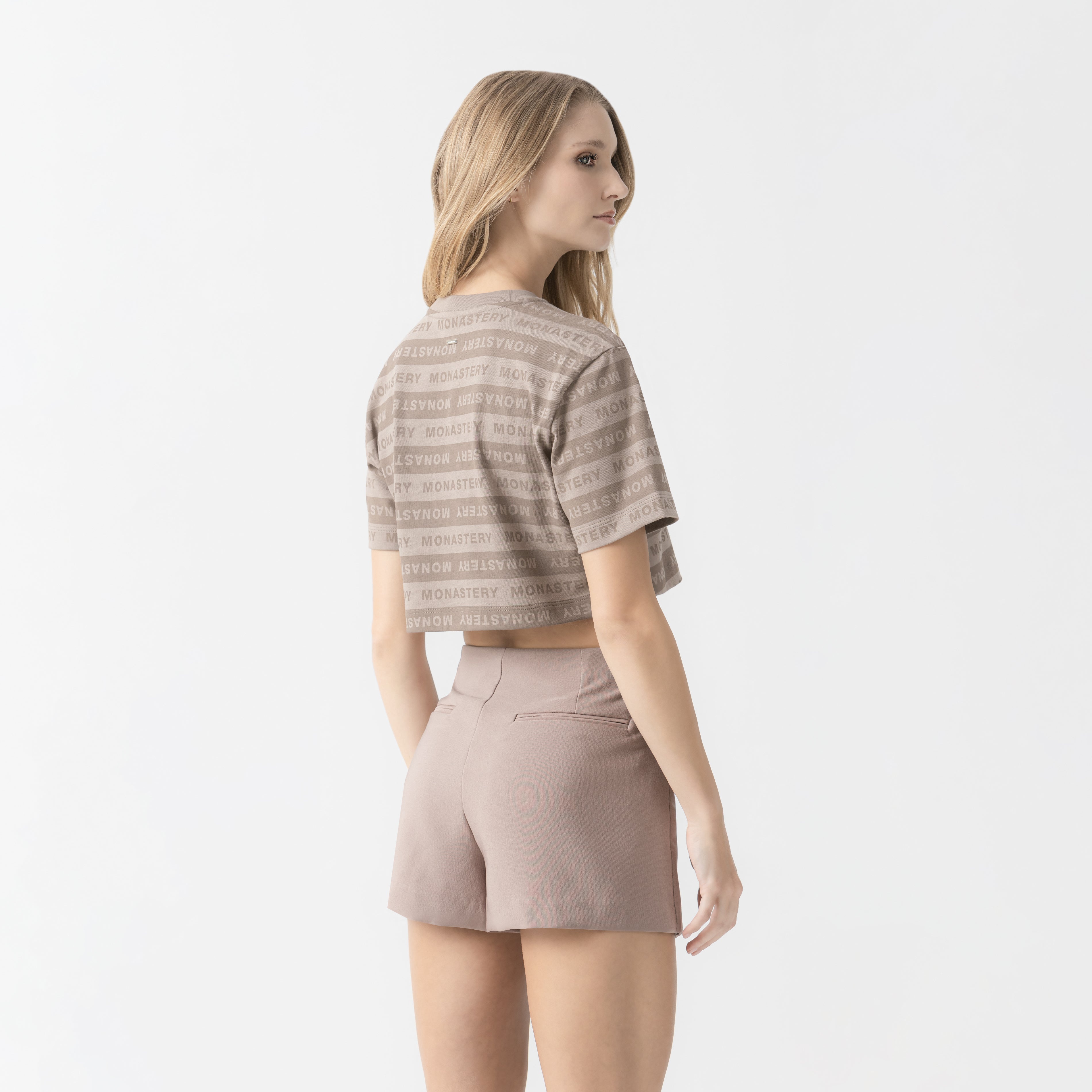 ASH CROP TOP WOMEN TAUPE GRAY
